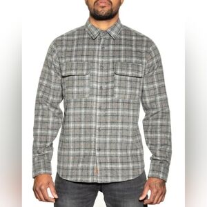 Fundamental Coast Los Angeles Dockside Plaid Button-Up Wool Blend Shirt Size Lrg